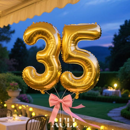 AULE 40 Inch Gold 35 Balloon Number Foil 0-9 Birthday Big Numbers | Birthday - Image 4