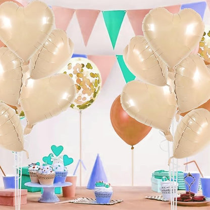 TONIFUL 30 Pcs Apricot Heart Balloons 18 Inch Heart Shape Foil Balloon | Mylar - Image 3