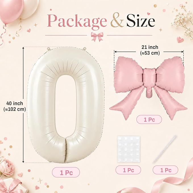 40 Inch Cream Number Balloons 0-9 - Image 2