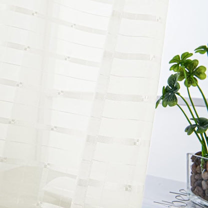 SpaceDresser Check Sheer Curtains 84 Inches Long - Image 2