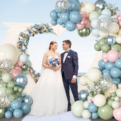 Ouddy Party Pink Dusty Blue Green Balloons Garland Arch Kit 18 12 10 5 Inch | - Image 6
