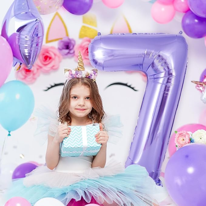 Purple Number 7 Balloon 40 Inch, Big Large Foil Helium Number Balloons - Image 4
