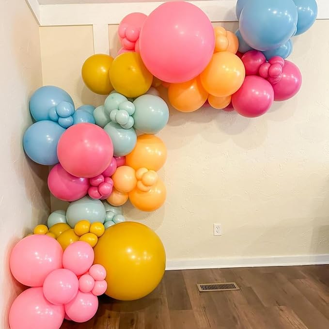 Pink and Yellow Balloons, 12 Inch Retro Blush Yellow Balloons, Dusty Pink Maca - Image 4