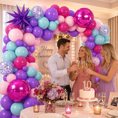 Pink and Teal Blue Balloon Arch Garland Kit - Image 6
