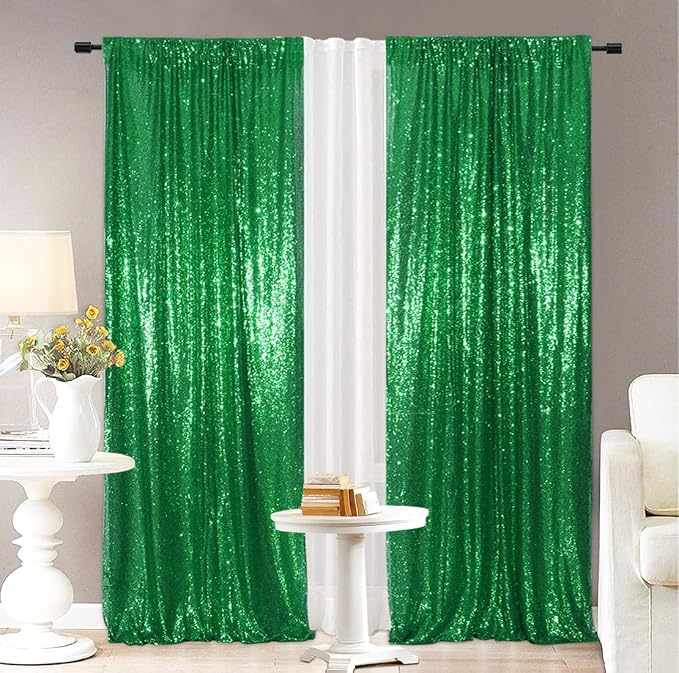 Eternal Beauty Green 3mm Sequin Backdrop 2x8 Ft 2 Pack Wedding | Dense Sparkle - Image 4