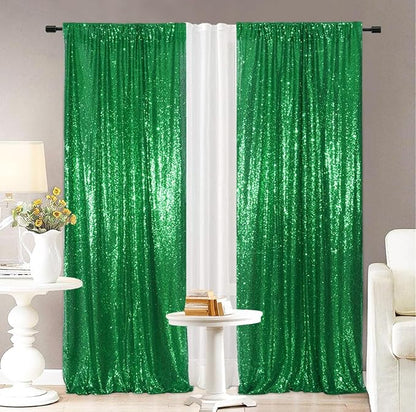 Eternal Beauty Green 3mm Sequin Backdrop 2x8 Ft 2 Pack Wedding | Dense Sparkle - Image 4