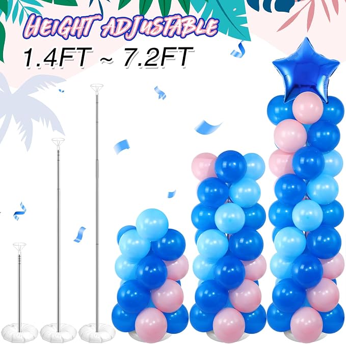 Seematn 2 Sets Pastel Blue and Pink Balloon Column Stand Kit - Image 7