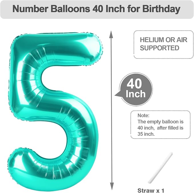 Happy Birthday Balloon 40 Inch Blue-Green 4 Balloon - Image 5