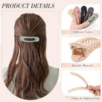 15 PCS Flat Claw Clips, 5 Colors Flat Hair Clips 3 Sizes Hair Claws for Women Girls Accessories Barrettes for thick Thin Hair