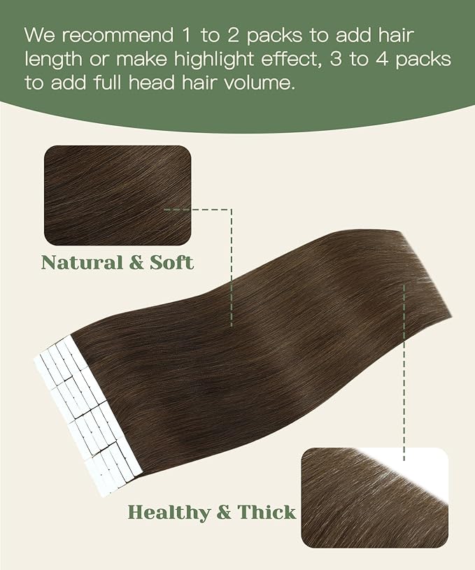 SURNEL Injection Tape in Hair Extensions Human #4 Chocolate Brown Invisible Tape in Extensions 20 Pcs 40g(#4,18)