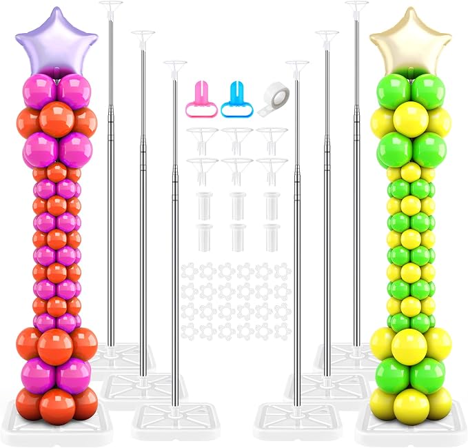 Sratte 6 Sets Balloon Column Stand Kit, 6.6 ft Adjustable Balloon Tower Pillar by Sratte