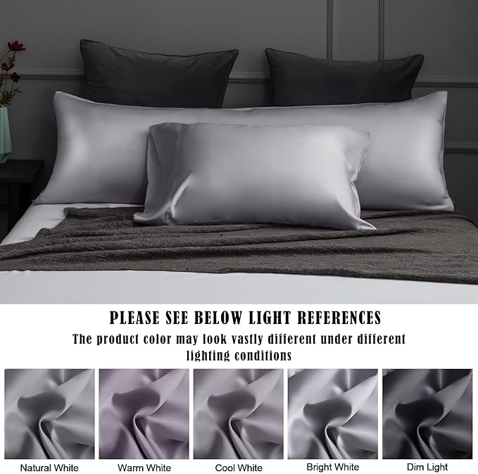 TELUS Pillow Cases Standard Size 2 Pack, Bamboo Rayon & Lyocell Pillowcase with Envelope Closure, Cooling Breathable Pillow Cover for Hot Sleeper & Night Sweats, 20x26 inch, Deep Grey