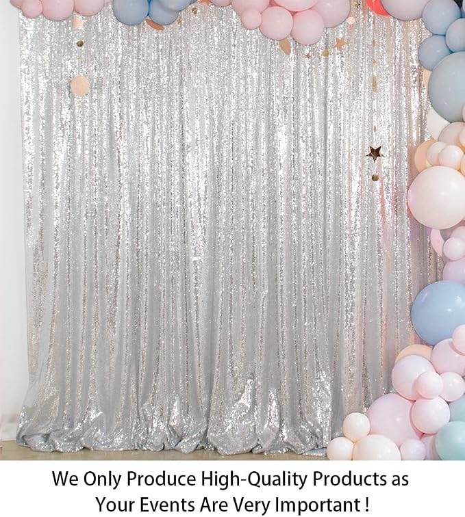 ShinyBeauty Silver Sequin Photo Backdrop 7x7ft - Image 2