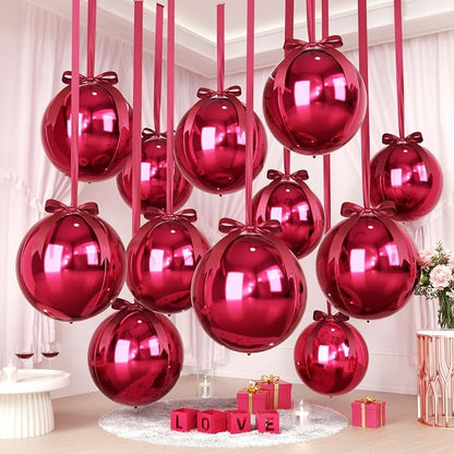 Burgundy Red Round Foil Balloons by FunHot