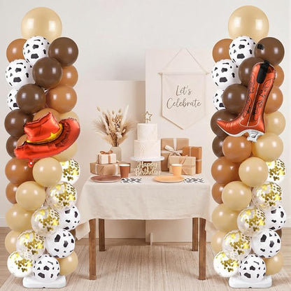 Skylety 2 Sets Western Balloon Column Stand Kit Cowboy Brown Cow Print Balloon - Image 5
