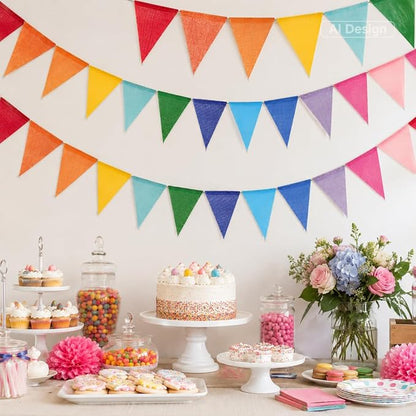 G2PLUS Rainbow Pennant Banner, 65Ft Multicolor Triangle Flag Bunting, Holiday - Image 4