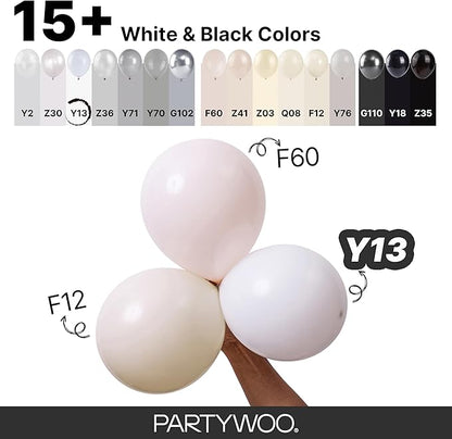 PartyWoo White Balloons 100pcs Matte White Latex Balloons Different Sizes | 18 - Image 4