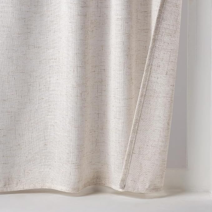 MIULEE Kitchen Curtains 36 Inch Long 2 Panels Natural Linen White Farmhouse | - Image 7
