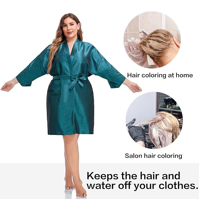 PERFEHAIR Salon Client Gown Robes Cape, Hair Salon Smock for Clients- Kimono Style-(Blue)