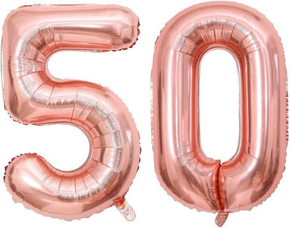 40 Inch Rose Gold 50 Number Balloons Giant Jumbo Huge 50 Foil Mylar Helium by LHOAVWE