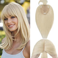 Rich Choices Hair Toppers for Women Real Human Hairs With Bang 100% Remy Human Topper for Thinning Hair Clip in Silk Base Topper 6 Inch #60 Platinum Blonde