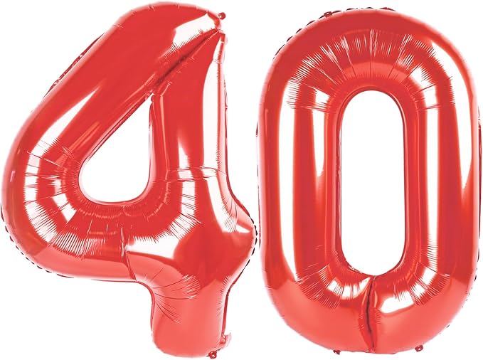 40 Balloon - Red Birthday Number Balloons, 40 Inch Decorations Men Women | Red by ALPHADELTAPI