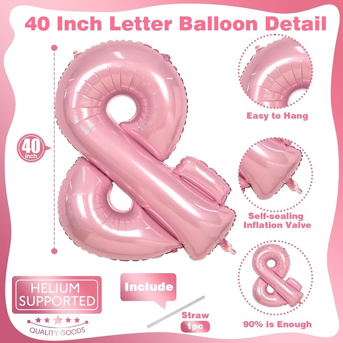 40 Inch Pastel Pink Letter Balloons, Baby Pink Giant Custom Foil Alphabet - Image 2