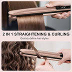 Hair Straightener with Ceramic Floating Plates for Sleek, Smooth & Soft, Dual Voltage Digital Display 150°C–230°C Ceramic Hair Flat Iron and Curler 2 in 1 for All Hair Types