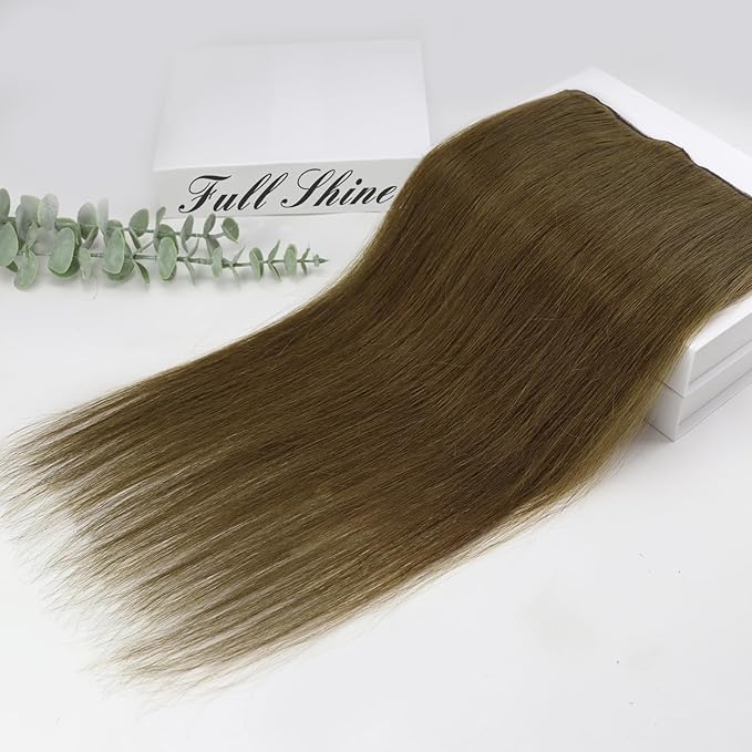 Full Shine Brown Human Hair Extensions 16 Inch Real Human Hair Extensions Clip in Extensions Straight Remy Hair Medium Brown Brazilian Clip in Real Hair Natural Extensions 60 Grams 3Pcs