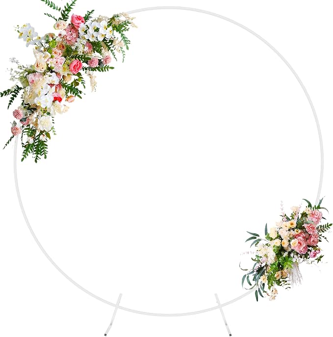 Round Backdrop Stand 7.2FT White Metal Circle Balloon Arch Frame | Metal Circle by Wokceer