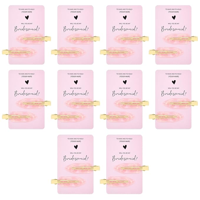 20PCS Bridesmaid Hair Clips - No Bend, Light Pink Hair Clips for Bride, Women & Girls (20Pcs/10Cards)