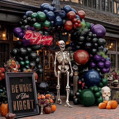 Halloween Balloon Arch Double Stuffed, Dark Green Navy Blue Burgundy Purple by Partycus