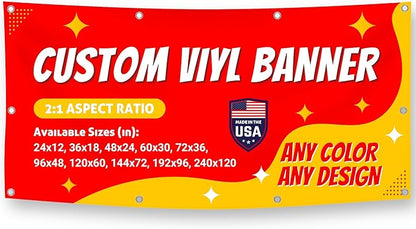 Custom Vinyl Banner with 150+ Sizes – Personalized Outdoor or Indoor Sign – Any by Unknown
