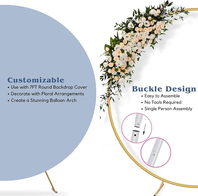 7.2 Ft Round Balloon Arch Stand White Backdrop Frame - Image 3