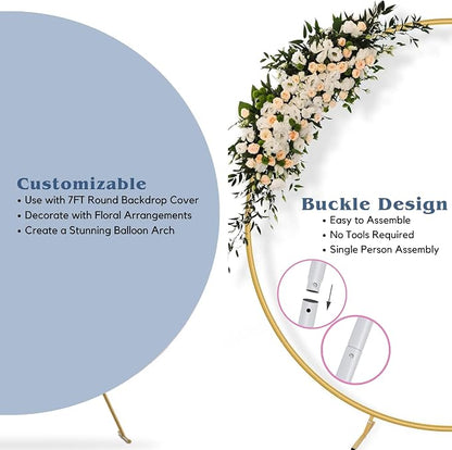 7.2 Ft Round Balloon Arch Stand White Backdrop Frame - Image 3