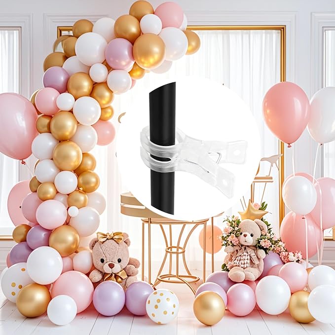 10 Pack Balloon Arch Clips, 3.5 Inch Plastic Transparent Backdrop Balloon Clamps - Image 4