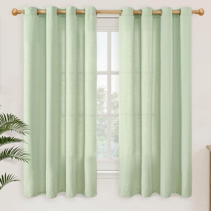 YoungsTex 63 Inch Length Sage Linen Curtains by YoungsTex