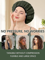 Years Calm Shower Caps For Women Reusable Waterproof，Pattern And Solid Color Dual-Layer Design For Dual-Layer Usable，Protects Hair In Shower, Spa, Cooking, Clean & Travel (Green, One Size)