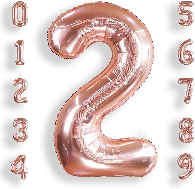 AULE 40 Inch Rose Gold 2 Balloon Number Foil 0-9 Birthday Big Numbers | by AULE