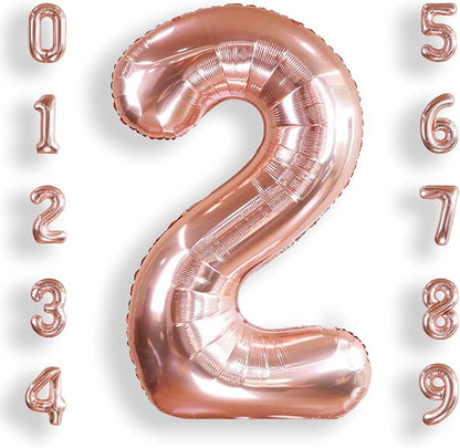 AULE 40 Inch Rose Gold 2 Balloon Number Foil 0-9 Birthday Big Numbers | by AULE