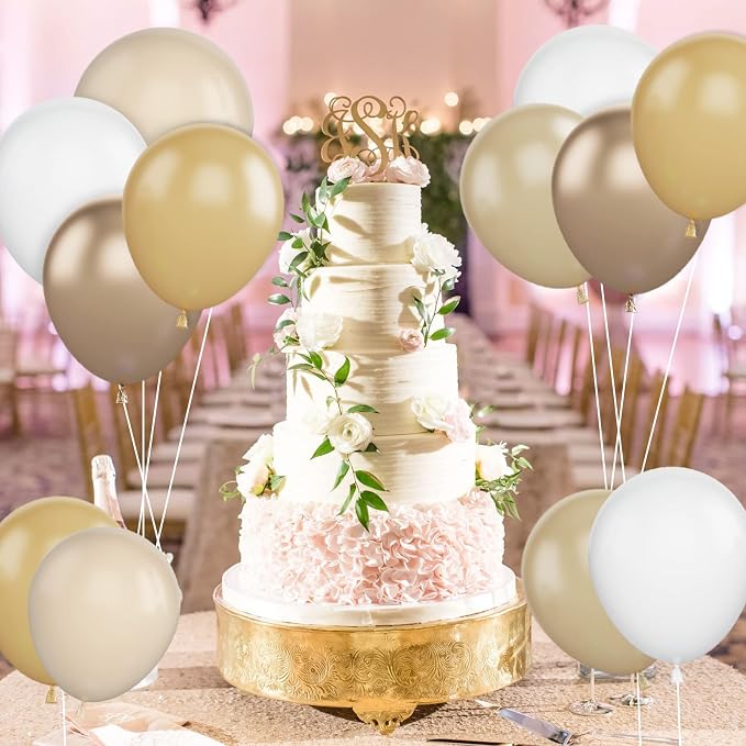 Apricot Balloons Set, 12Inch Apricot Nude Latex Balloon Metallic Champagne Gold - Image 4