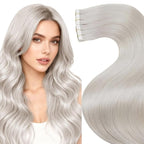 LaaVoo Tape in Hair Extensions Blonde Human Hair Tape in Extensions #60 Platinum Blonde Hair-Extension Tape on Real Human Short Hair 20pcs 40g 14 Inch