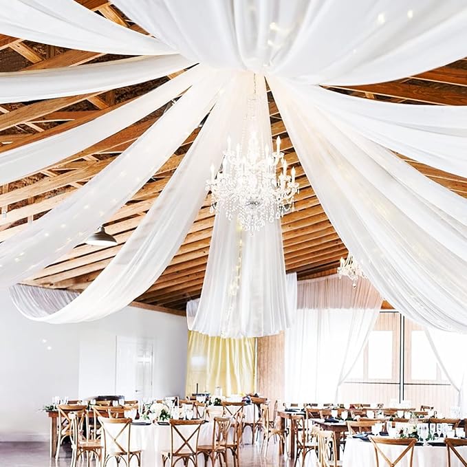 6 Panel White Wedding Drapes by Showgeous
