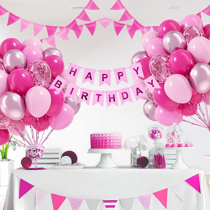 60pcs Hot Pink Balloons 12inch - Image 7