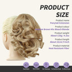 Blonde Ponytail Extension,9" Short Curly Wavy Claw Clip Pony tails Hair Extensions Natural Soft Synthetic Hairpiece for Women