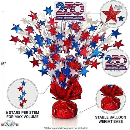 PMU 6 Pcs Pcs 250th Anniversary Patriotic Star Metallic Foil Spray Centerpiece - Image 7