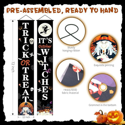 Hanging Halloween Door Decorations, 70-inch Front Door Banner Decor Porch Sign - Image 3