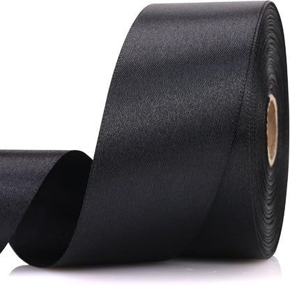 1-1/2 Inch 30 Yards Black Solid Satin Ribbon by Unknown