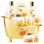 Christmas Gifts for Women Bath & Body Gift Set, Luxury Home Spa Bath Gift Basket, Honey Almond Scented Bath Set, Pamper Gifts Birthday gifts & Teens, Spa Kit Gift, Home Spa Gifts for Men Dad