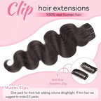Clip in Hair Extensions Real Human Hair Body Wave 2 Dark Brown Clip in 100% Brazilian Remy Human Hair Extensions 8pcs Per Set with 18 Clips Double Weft 24 Inch 120g/3.6oz